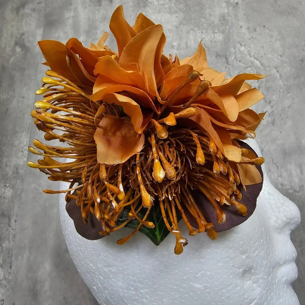Handmade Dahlia Fascinator Hair Flower‎ Clip Floral Races Wedding Party